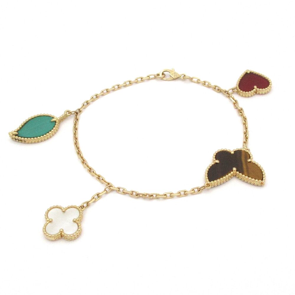 Van Cleef & Arpels Lucky Alhambra Bracelet VCARD79600 18K Yellow Gold Carnelian